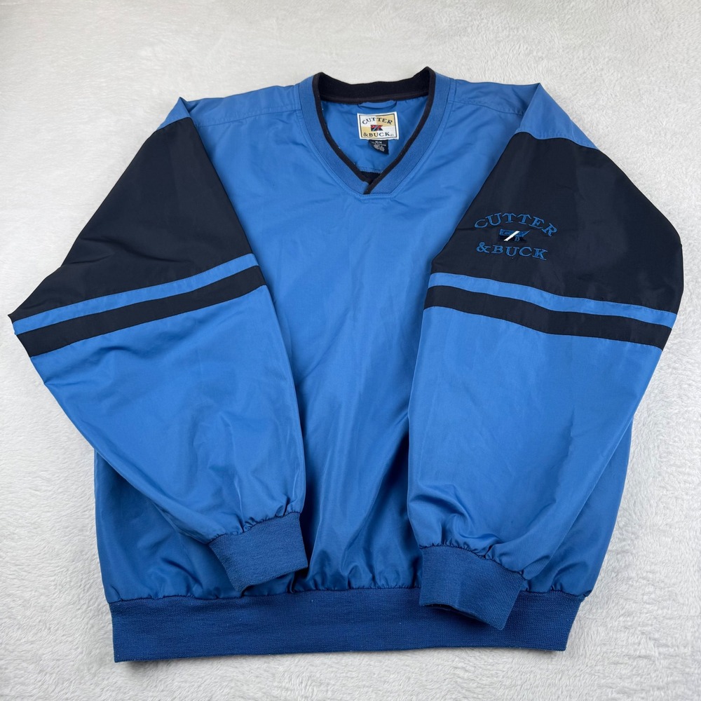 Cutter & Buck Windbreaker Pullover Men M Blue Navy Mesh Lined Golf Jacket VTG